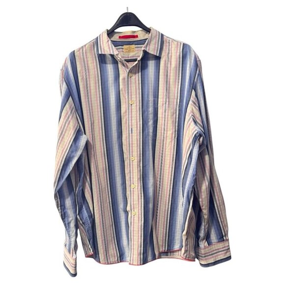 Tommy Bahama Shirt Men's XL Long Sleeve Button Down Collared Striped Buttons